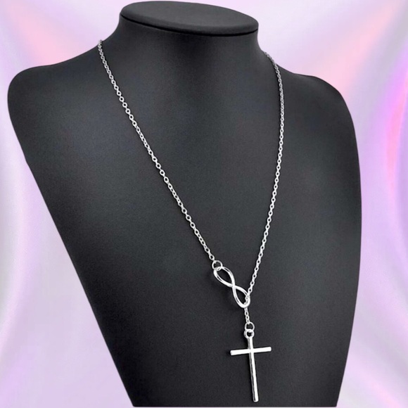 ✨HOST PICK✨Silver Cross & infinity dangle necklace 5 Stars! - Picture 3 of 11